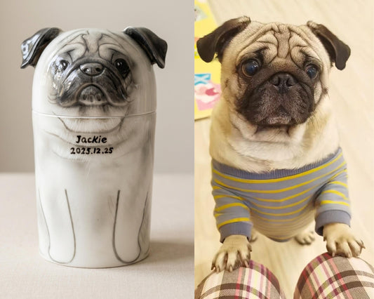 Custom Dog Portrait Ceramic Urn, Hand-Painted Pet Memorial Keepsake