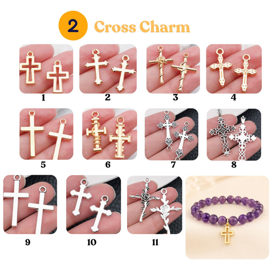 Bracelet Charm Add-On, Custom Birthstones Initial Cross Heart Jewelry Charm