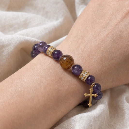 Custom Amethyst Hair Keepsake Bracelet, Memorial Jewelry, Infant Pet Hair Bead