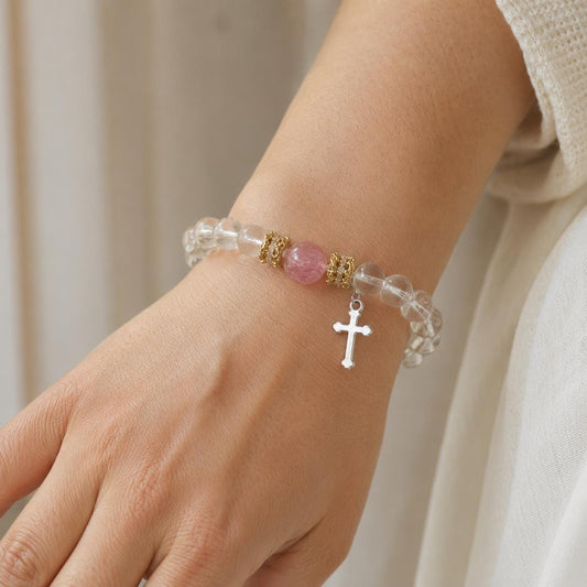 Custom Clear Quartz Hair Keepsake Bracelet, Personalized Memorial Jewelry, Pet Hair Human Hair Keepsake Gift
