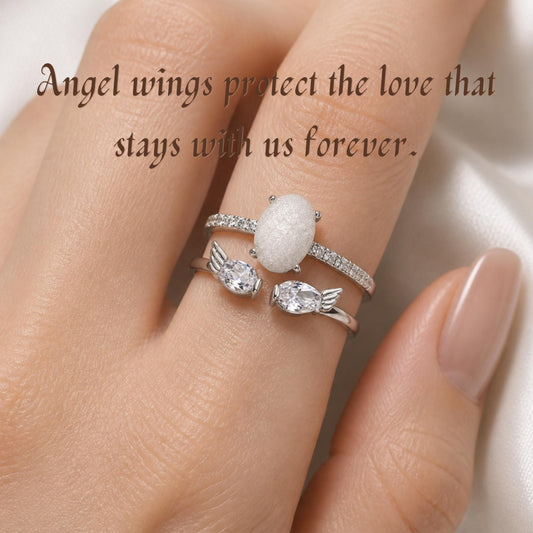 Adjustable Angel Wing Ring, 925 Sterling Silver CZ Stacking Ring, Dainty Guardian Wing Jewelry, Miscarriage Gift