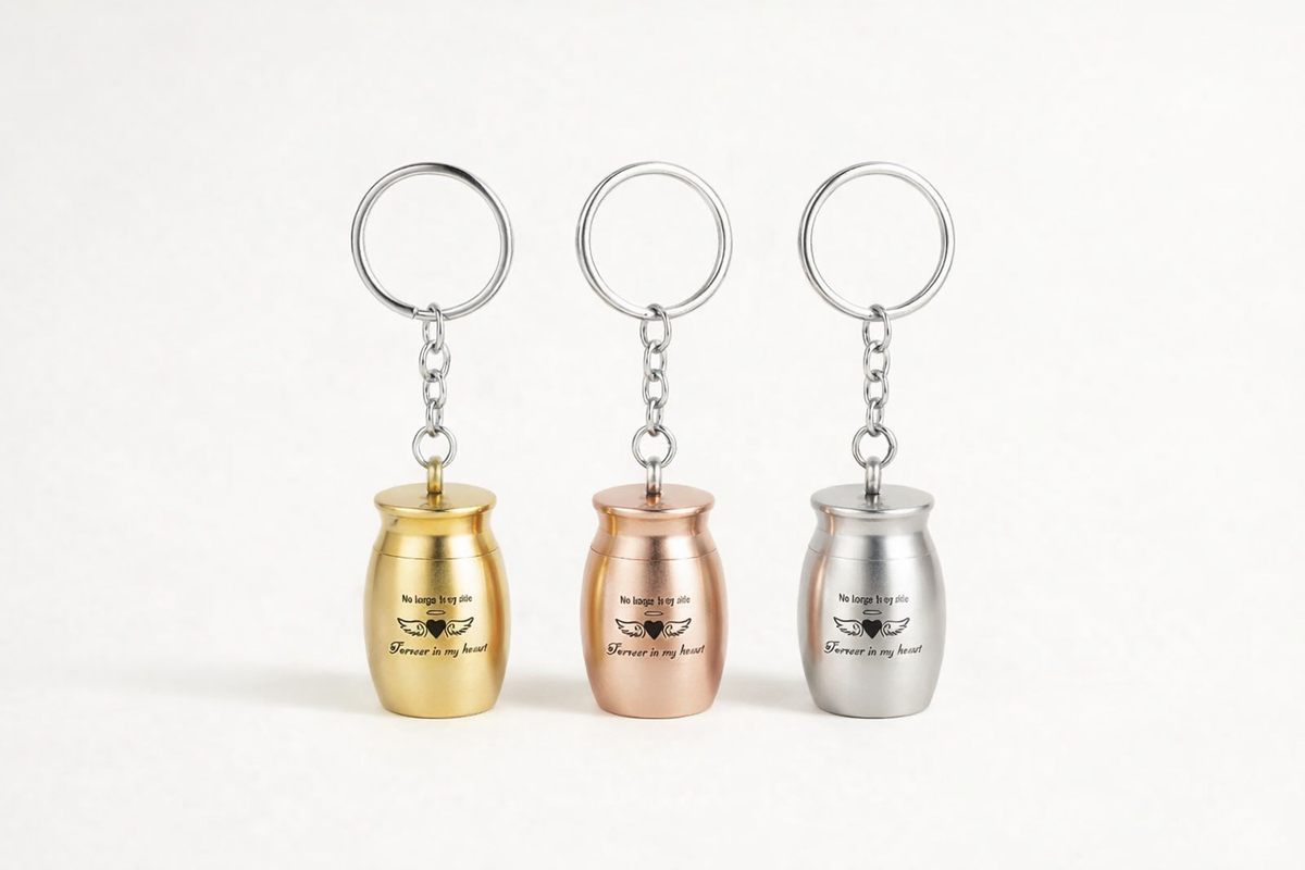 Veylan Pet Urn Cremation Ashes Keepsake Holder – Stainless Steel Memorial Keychain for Dogs & Cats