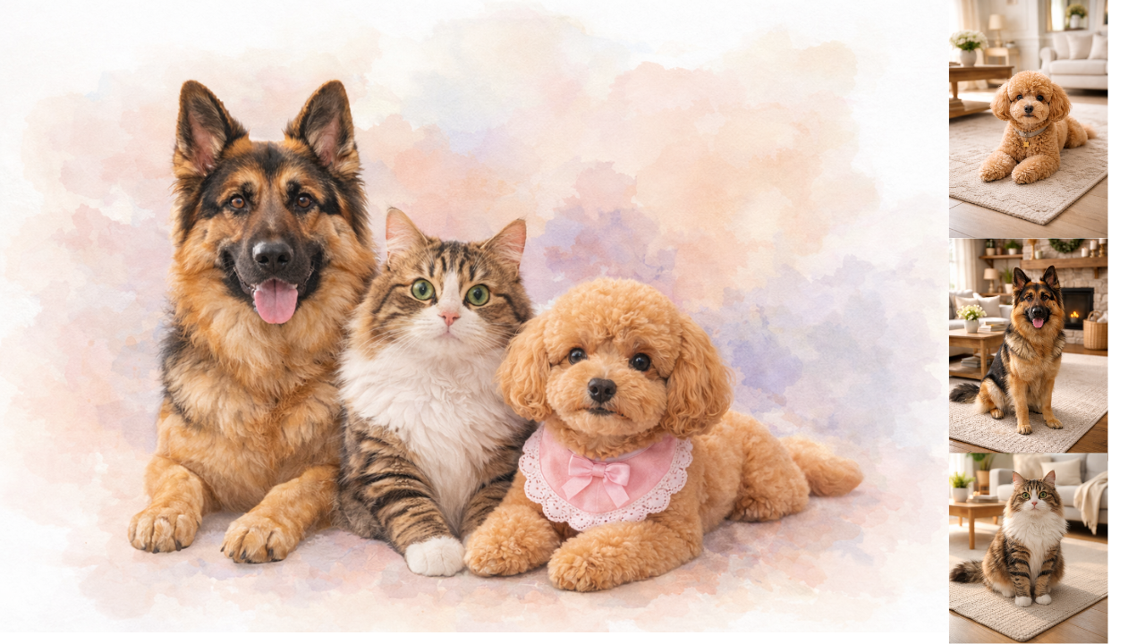 Custom Watercolor Pet Portrait from Photo – Personalized Digital Painting for Dogs, Cats & Any Pet | Printable Gift | Multiple Pets (Digital Download)