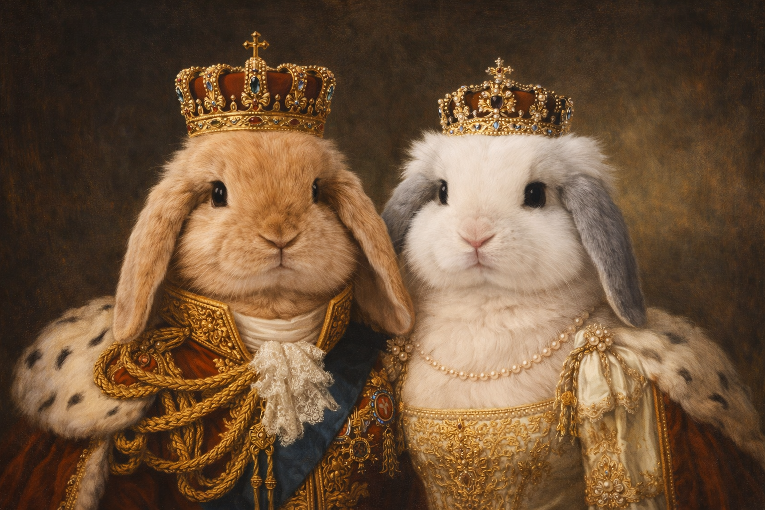 Royal Renaissance Custom Pet Portrait from Photo – Personalized Victorian King & Queen Style Painting for Dog,Cats,All Pets, Multi-Pet Supported, HD Digital Download Gift