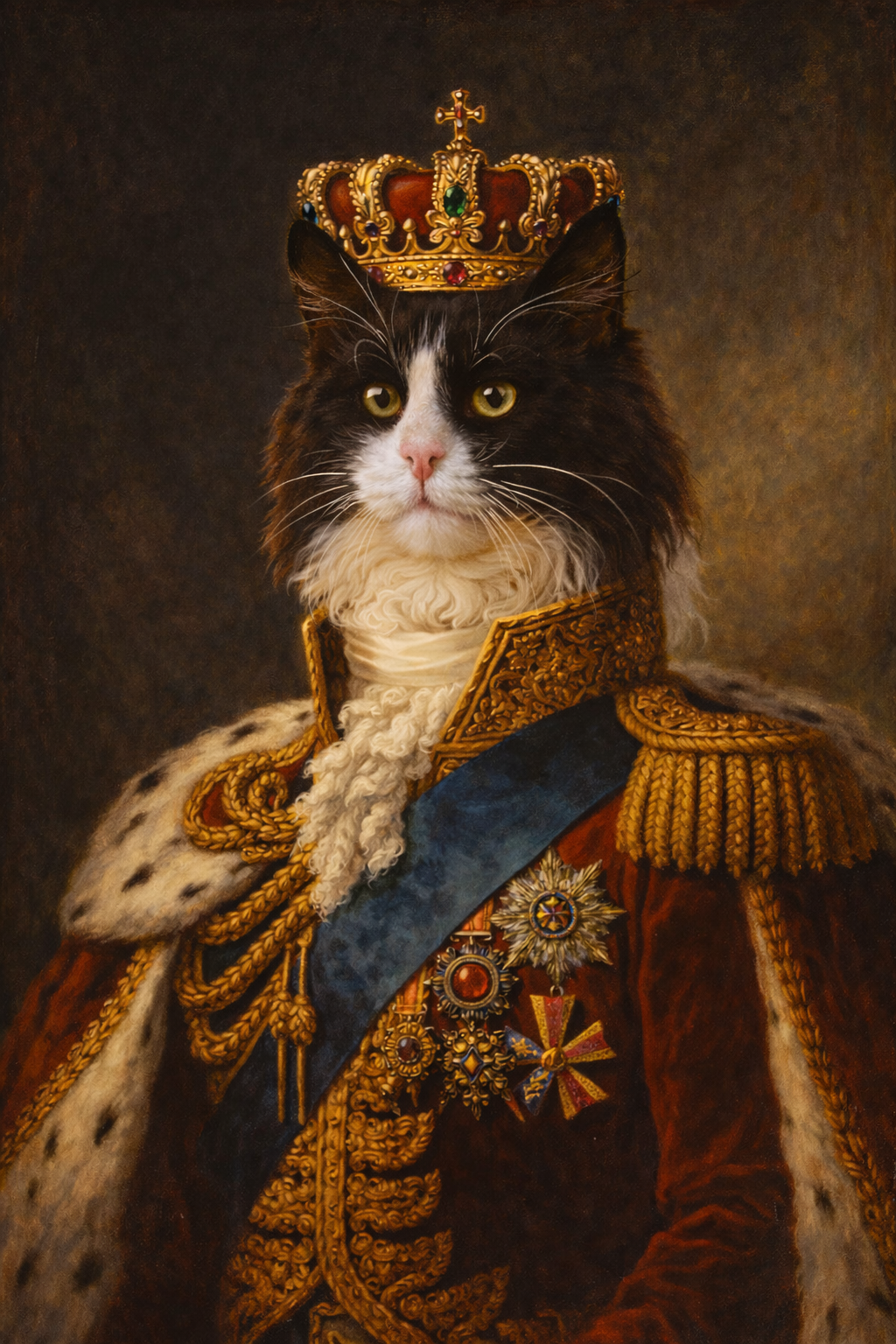 Royal Renaissance Custom Pet Portrait from Photo – Personalized Victorian King & Queen Style Painting for Dog,Cats,All Pets, Multi-Pet Supported, HD Digital Download Gift