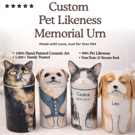Echo of Love™ – Custom Hand-Painted Ceramic Pet Urn with Secure Seal Personalized Memorial Keepsake for Cats, Dogs, Bunnies, Birds & Hamsters