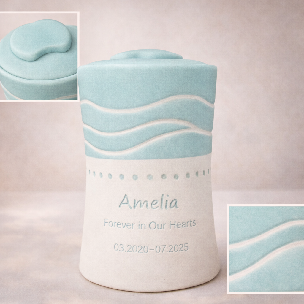 Wave of Life™ Custom Pet Ashes Urn – Personalized Airtight Ceramic Memorial Urn for Dogs & Cats