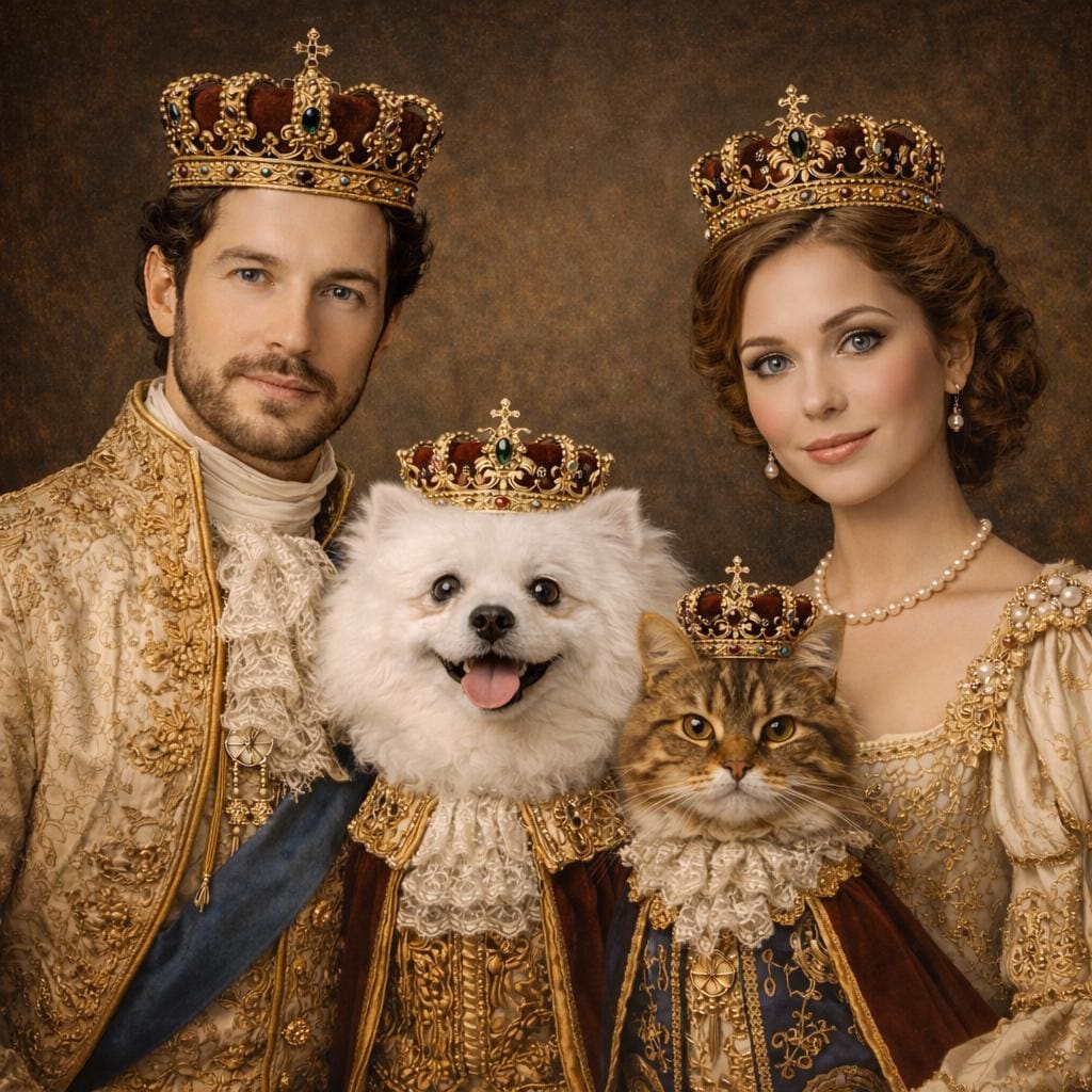 Royal Pet Portrait Photo Renaissance Custom Family Painting Personalized King Queen Artwork Digital