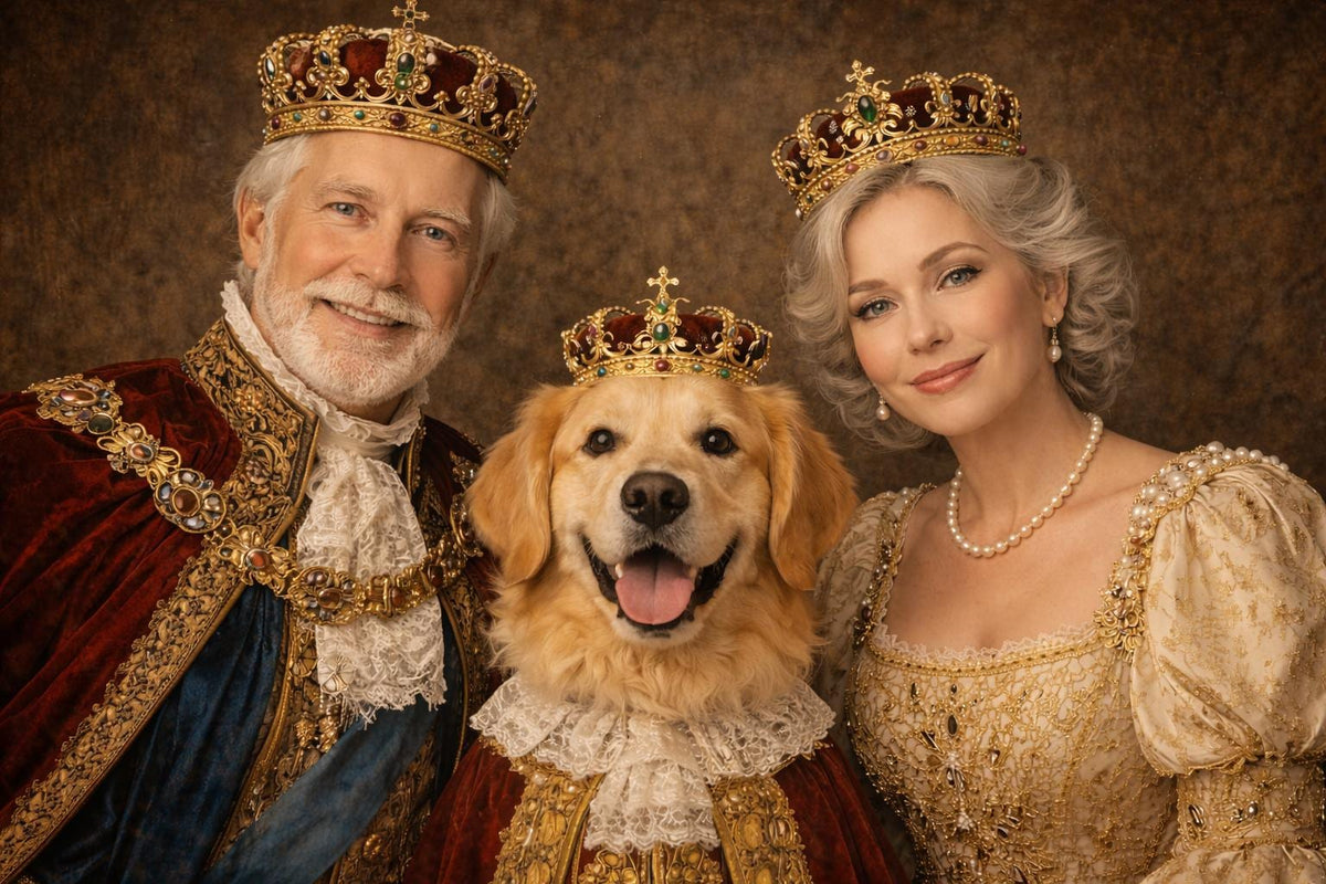 Royal Pet Portrait Photo Renaissance Custom Family Painting Personalized King Queen Artwork Digital