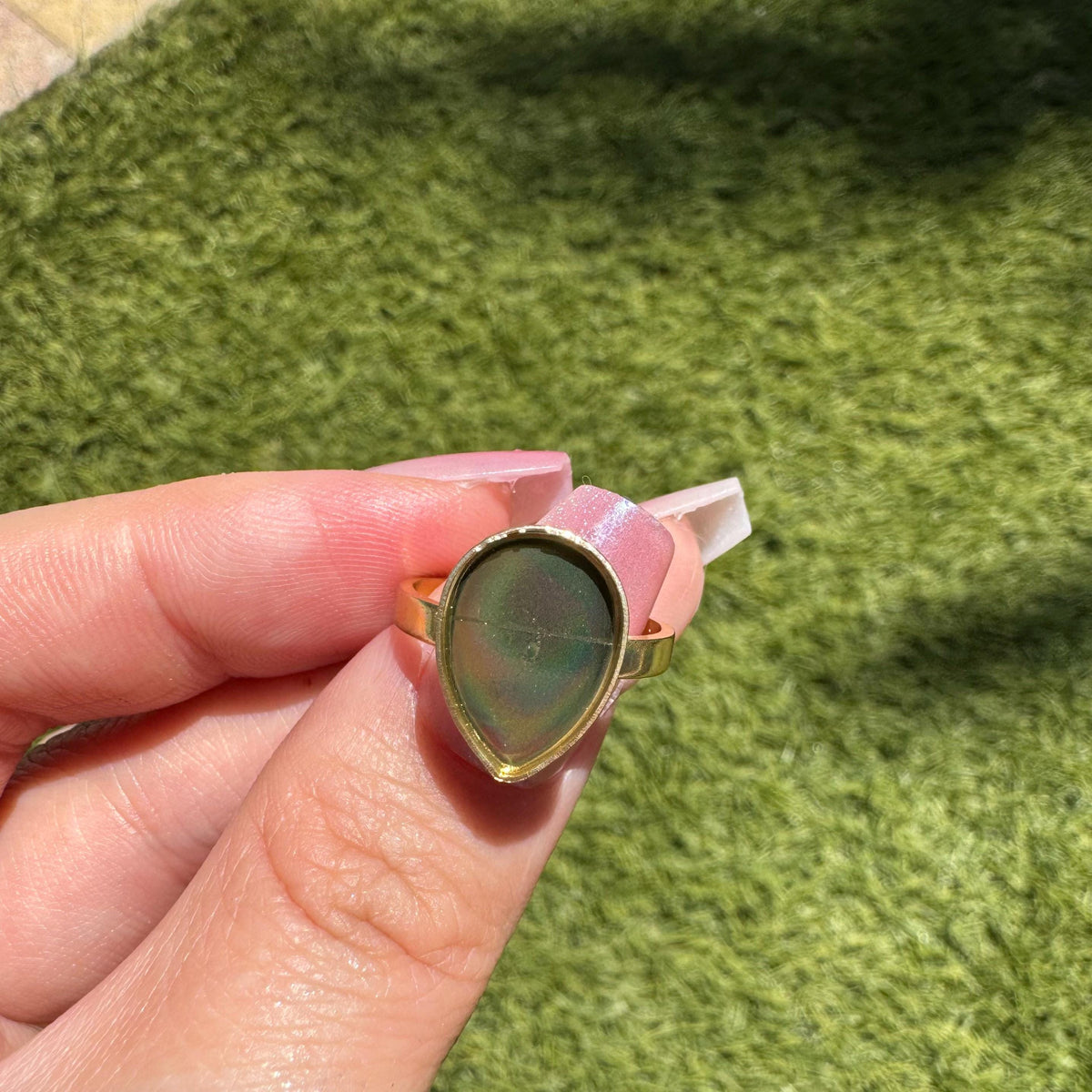 DIY Pet Ashes & Fur Ring Kit, Gold Teardrop Adjustable Memorial Ring, Stainless Steel Hair Keepsake