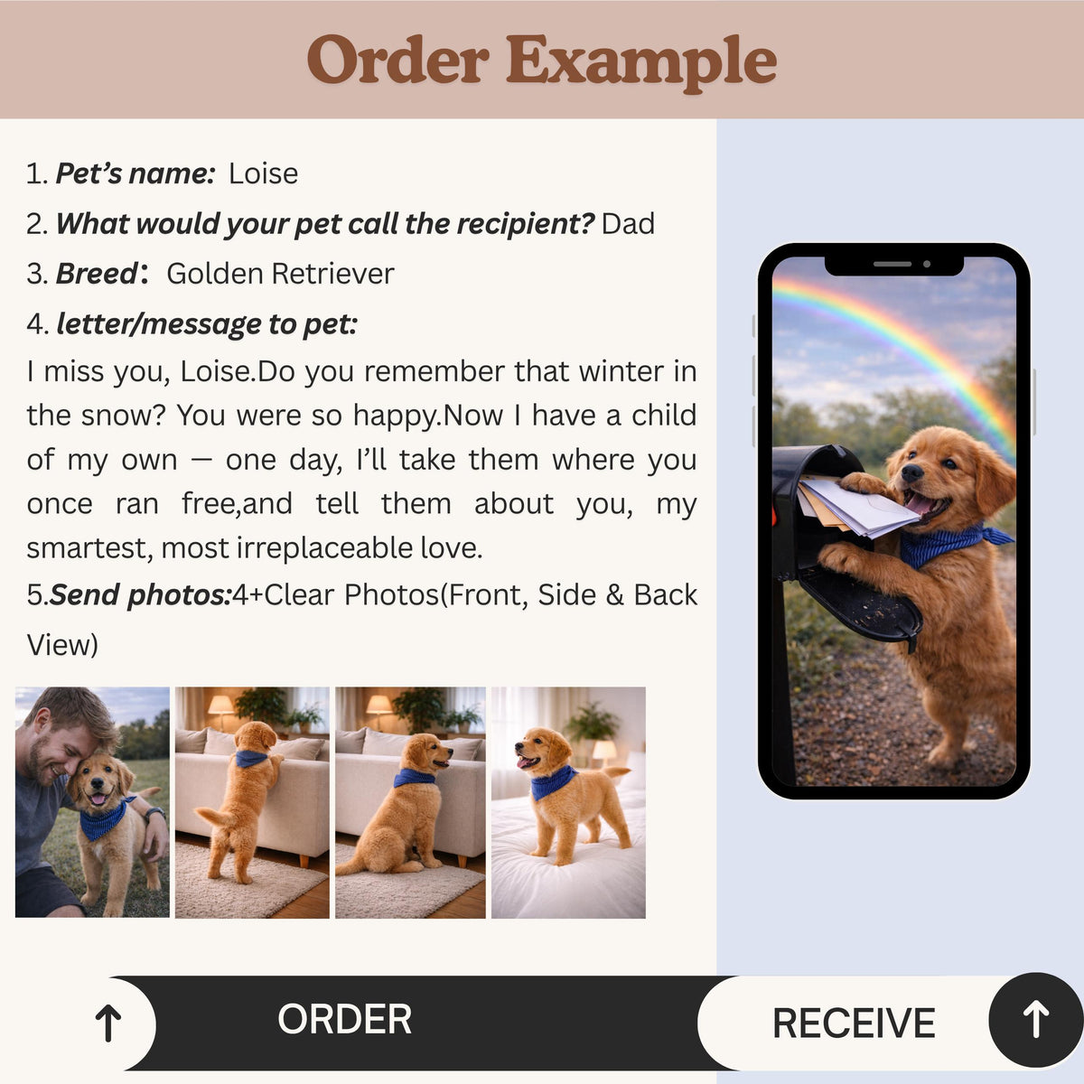 Custom Pet Memorial Video – 10-Second Tribute, Rainbow Bridge Animation (Digital Download)
