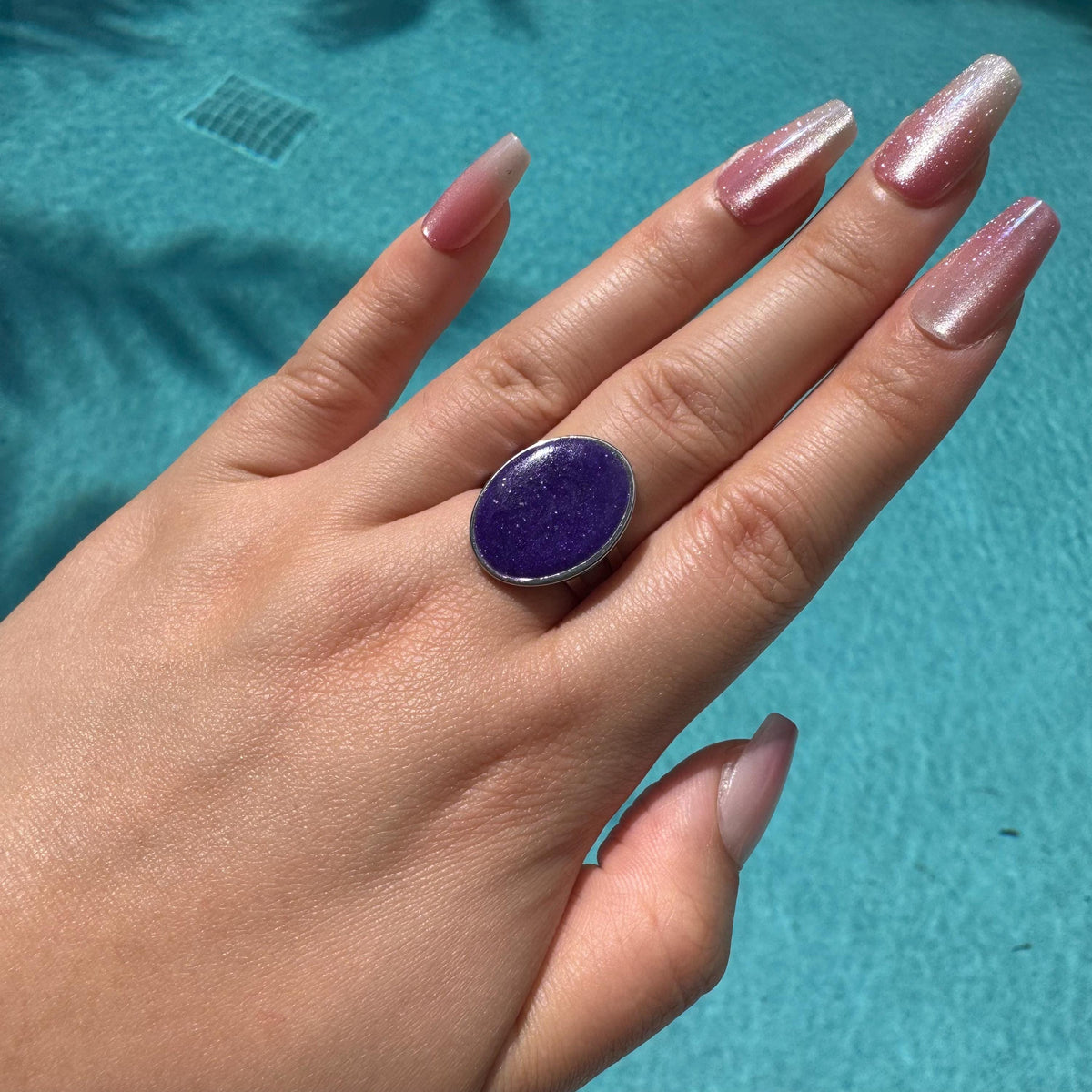 Oval Pet Ashes & Fur Ring Kit, Large Bezel Stainless Steel Family Keepsake Rings