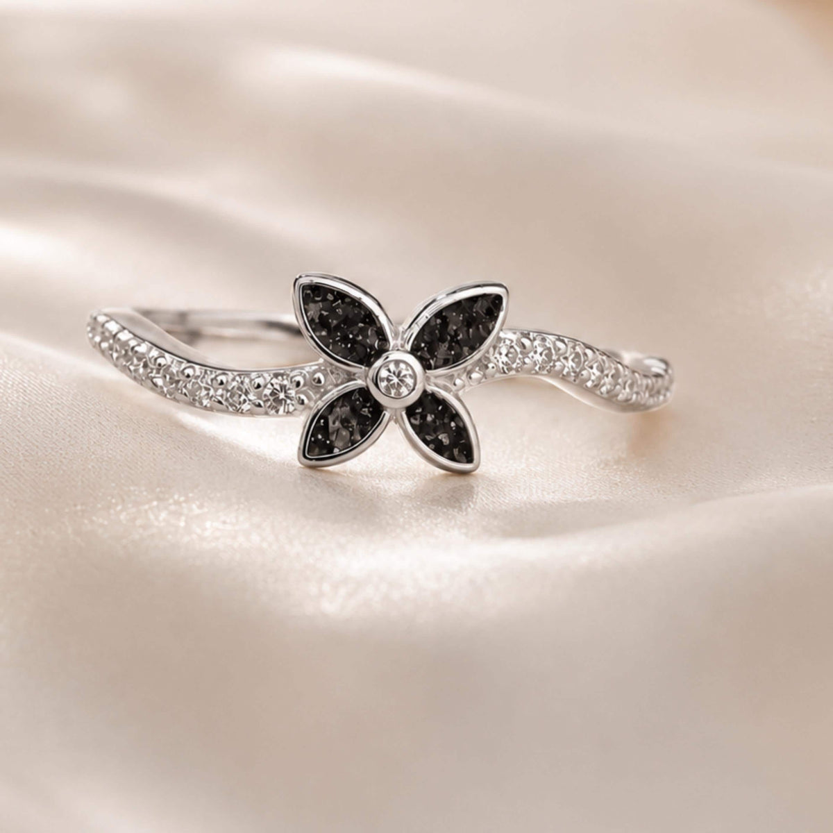 Floral Ashes Ring Kit, Sterling Silver DIY Cremation Keepsake, Petal Memorial Ring