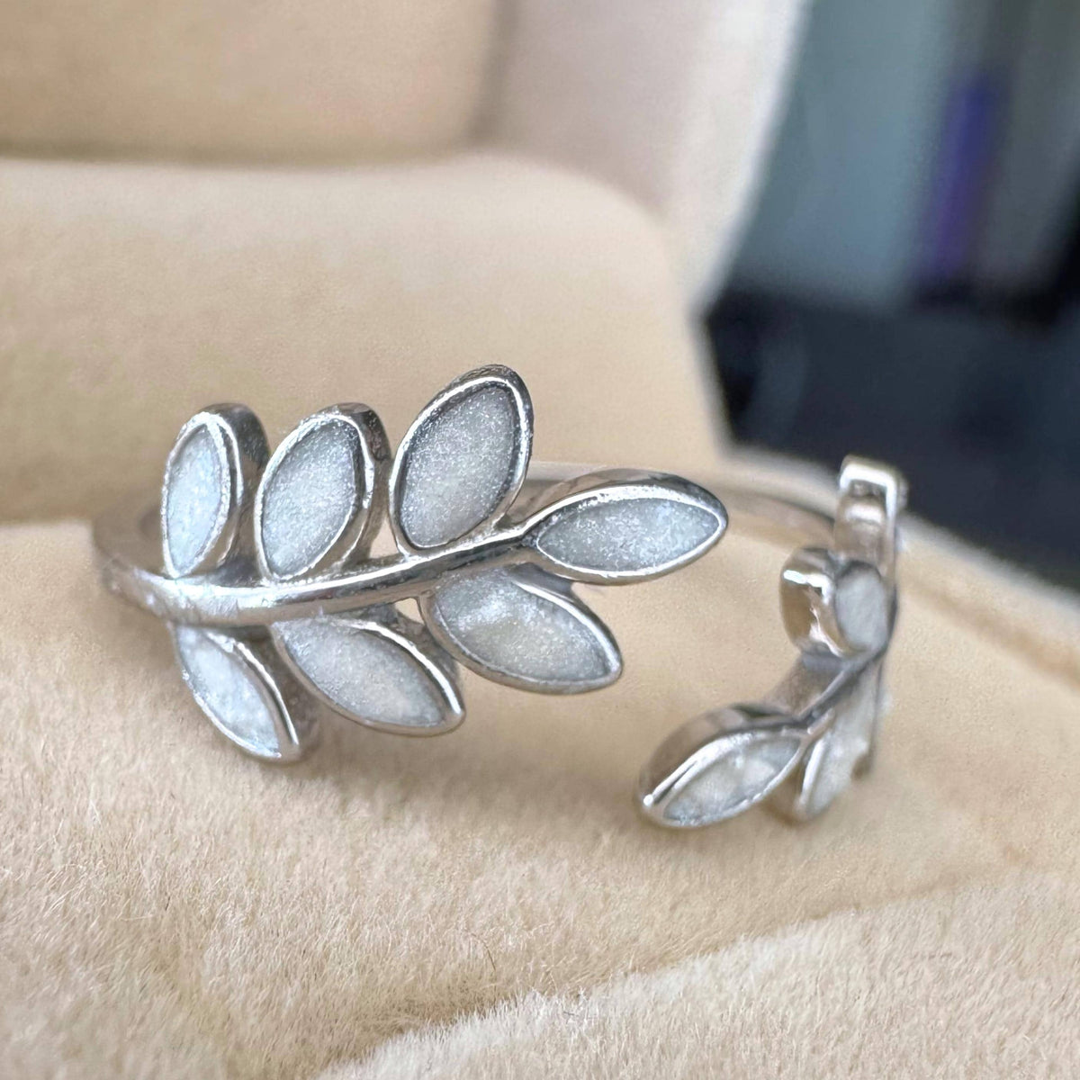 DIY Olive Leaf Ashes Ring Kit, Adjustable Sterling Silver Cremation Ring
