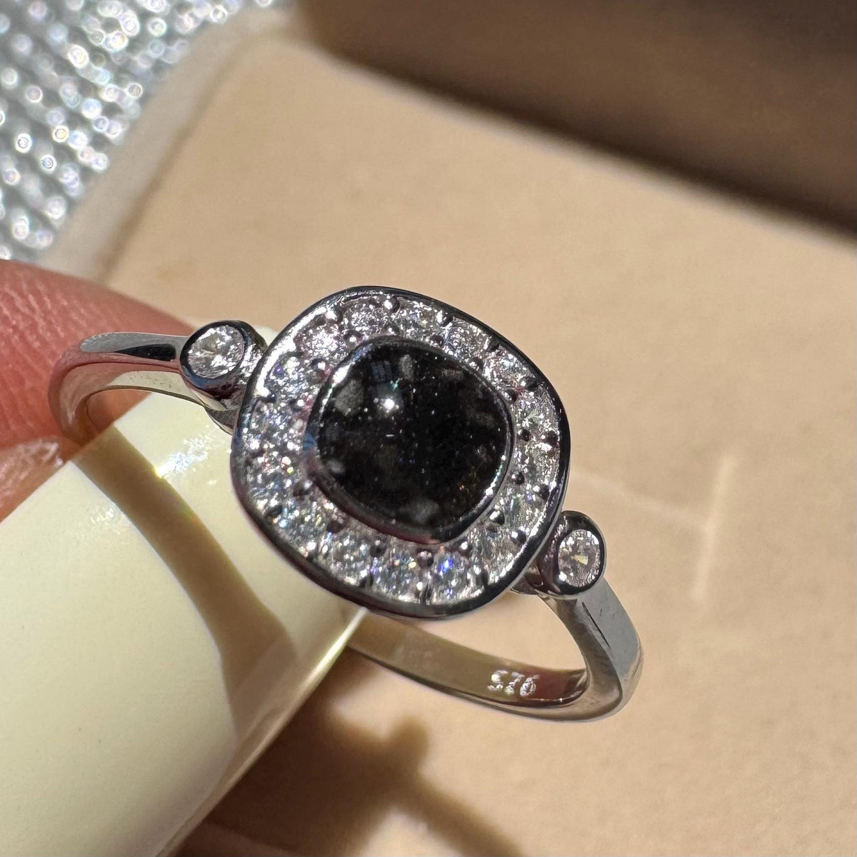 DIY Cushion Halo Ashes Ring Kit, Sterling Silver Cremation Memorial Ring, Dainty Keepsake Jewelry