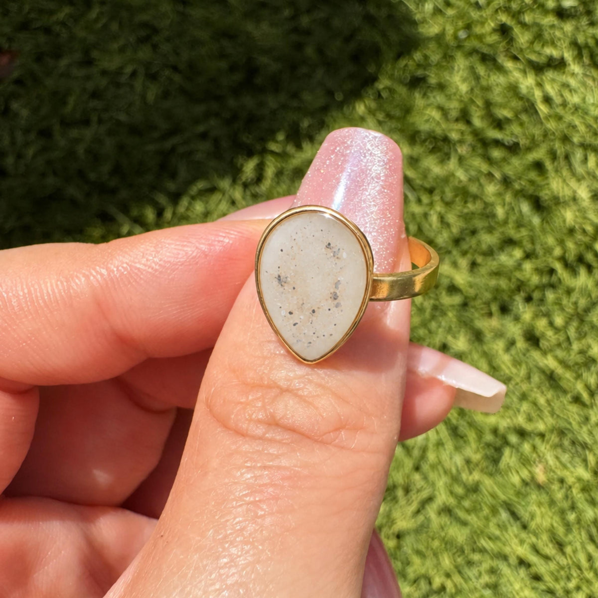 DIY Pet Ashes & Fur Ring Kit, Gold Teardrop Adjustable Memorial Ring, Stainless Steel Hair Keepsake