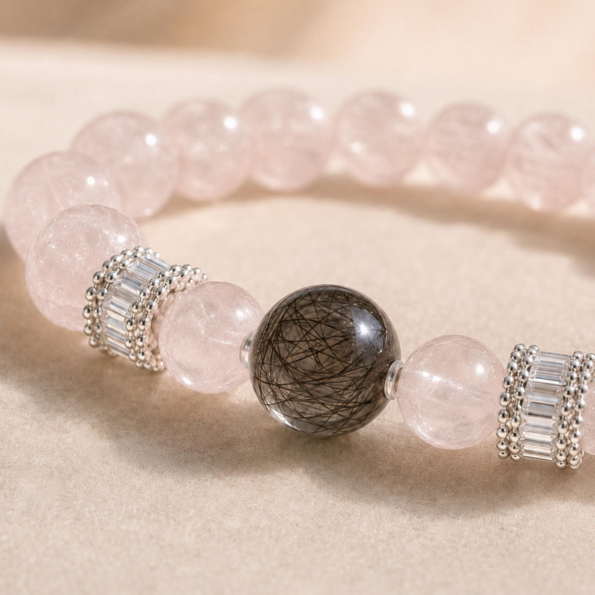 Custom Rose Quartz Hair Keepsake Bracelet, Personalized Memorial Jewelry, Pet Hair Baby Hair Keepsake Gift