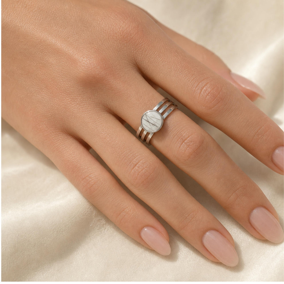 DIY Pet Ashes & Fur Ring Kit, Round Adjustable Stainless Steel Memorial Cremation Jewelry, Wide Band