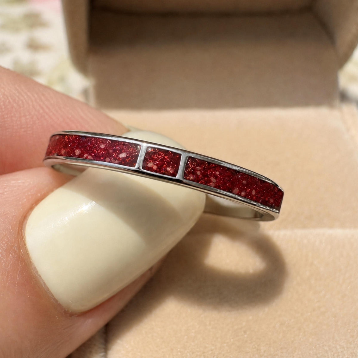 Custom Segmented Channel Ashes Ring, Sterling Silver Memorial Ring, Cremation Jewelry