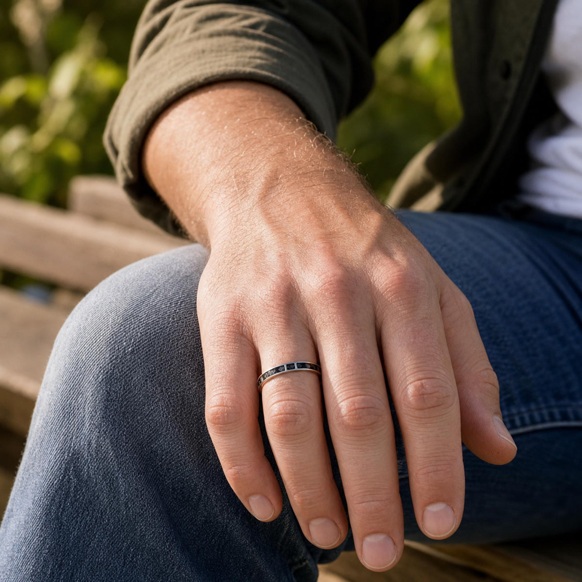 Custom Segmented Channel Ashes Ring, Sterling Silver Memorial Ring, Cremation Jewelry