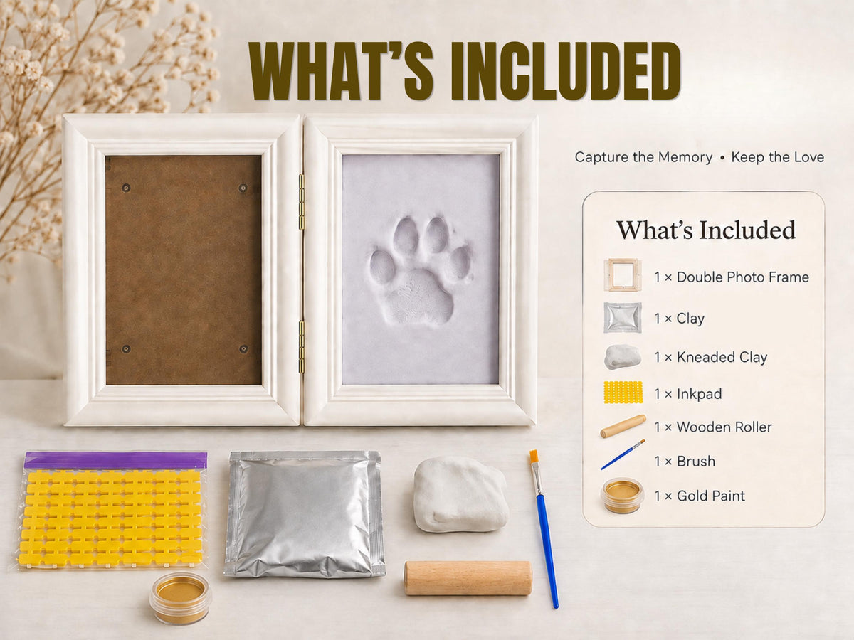 Pet Paw Print Frame Kit, DIY Dog Cat Photo Keepsake, Adoption Gifts, Pet Remembrance Gift