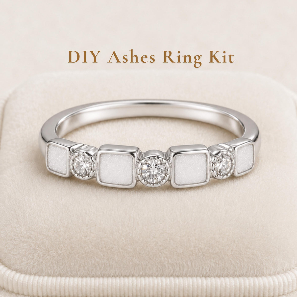 DIY Ashes Ring Kit, Square & Round Sterling Silver Cremation Ring, Memorial Keepsake Jewelry