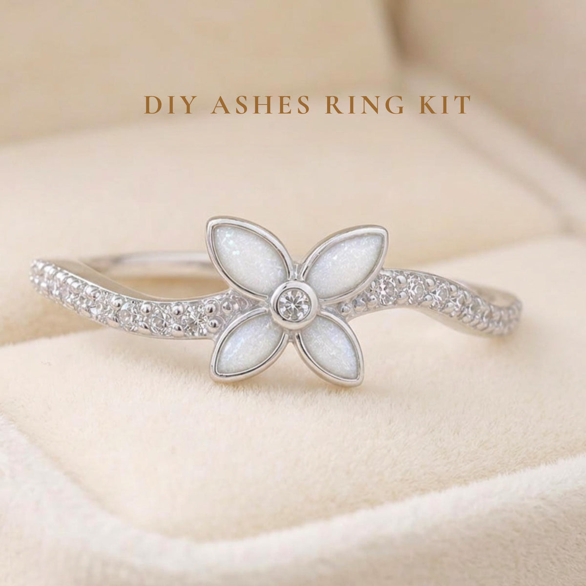 Floral Ashes Ring Kit, Sterling Silver DIY Cremation Keepsake, Petal Memorial Ring