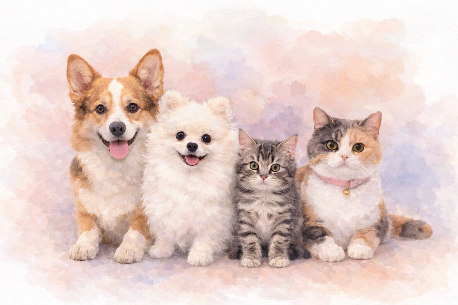 Custom Watercolor Pet Portrait from Photo – Personalized Digital Painting for Dogs, Cats & Any Pet | Printable Gift | Multiple Pets (Digital Download)